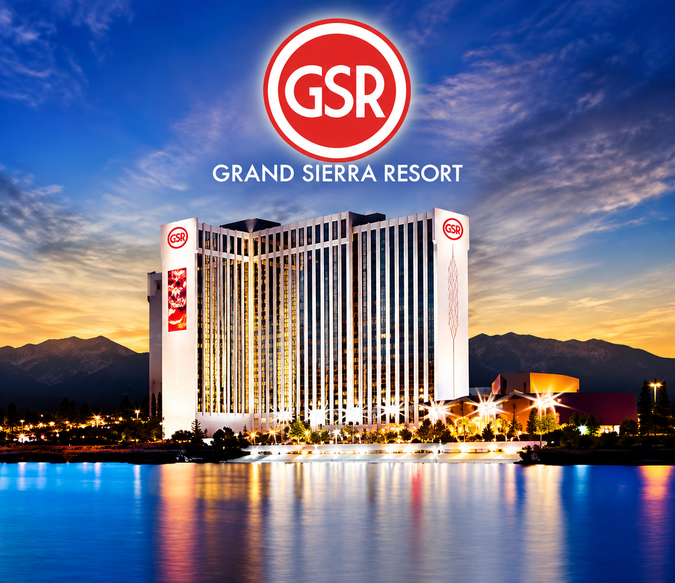 Grand Sierra Resort in Reno, Nevada, at sunset